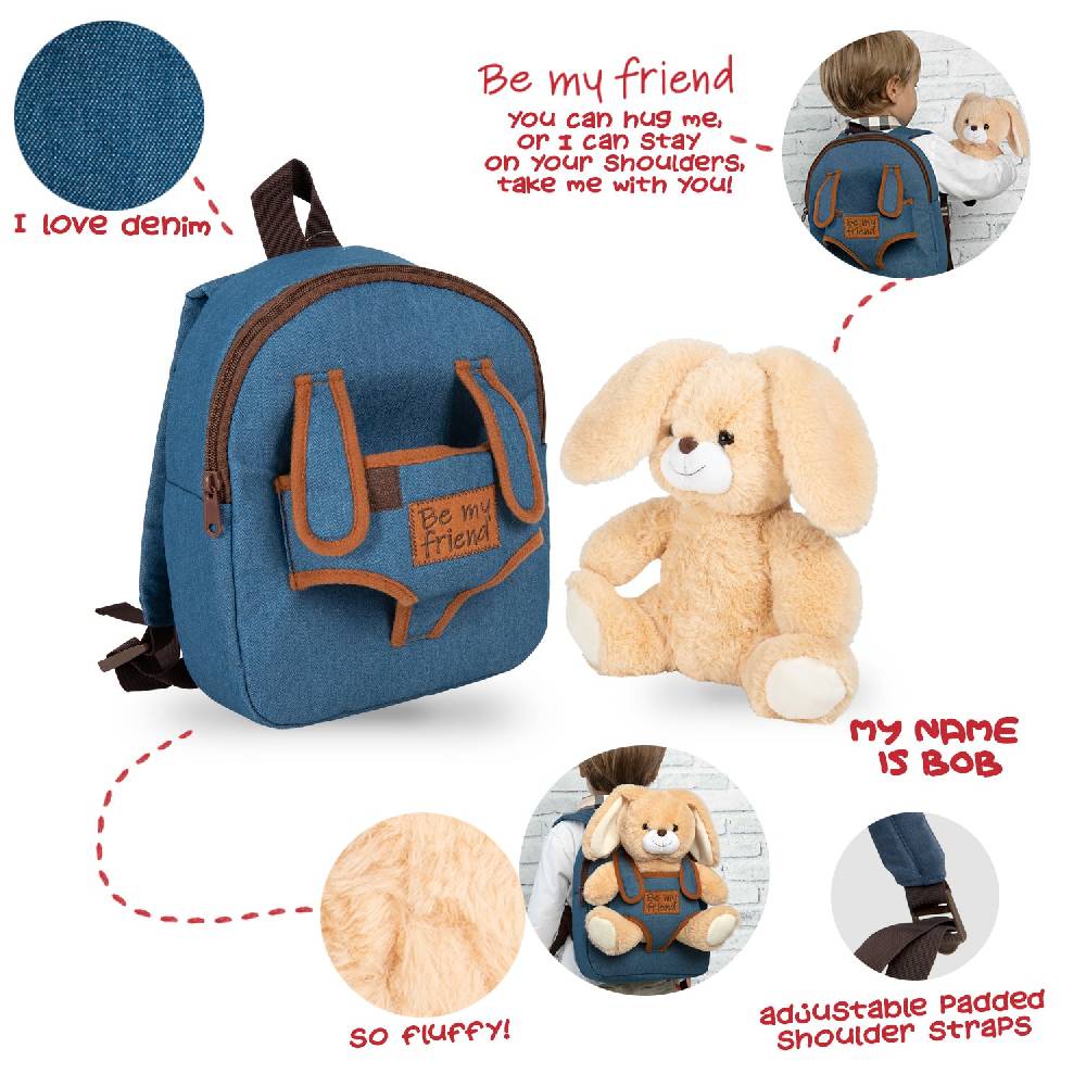 Perletti Zaino in Denim con Peluche Italia
