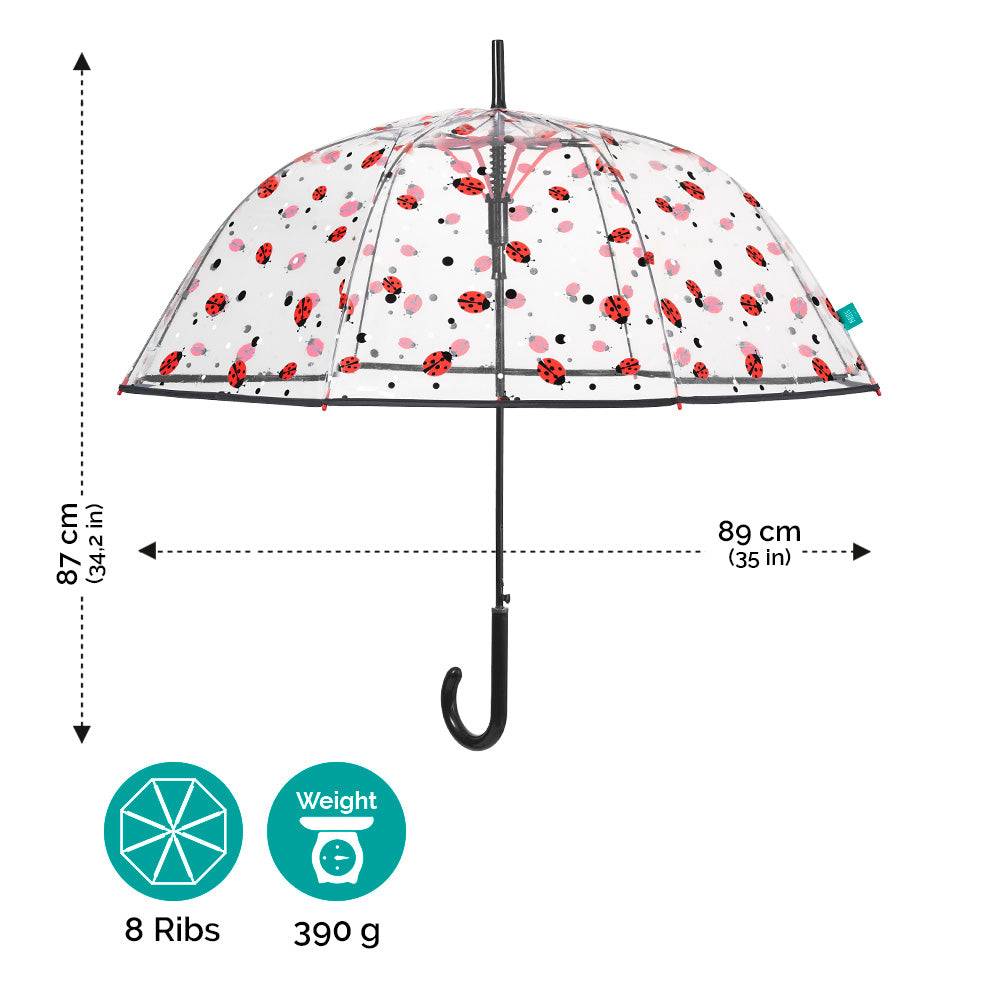 Perletti Ombrello Trasparente con Coccinelle Saldi Di Fabbrica