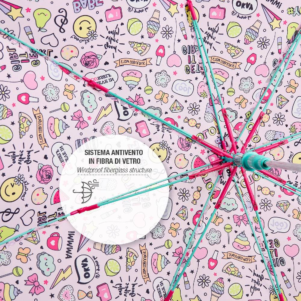 Perletti Ombrello Stickers Bambina Automatico Promozione Limitata