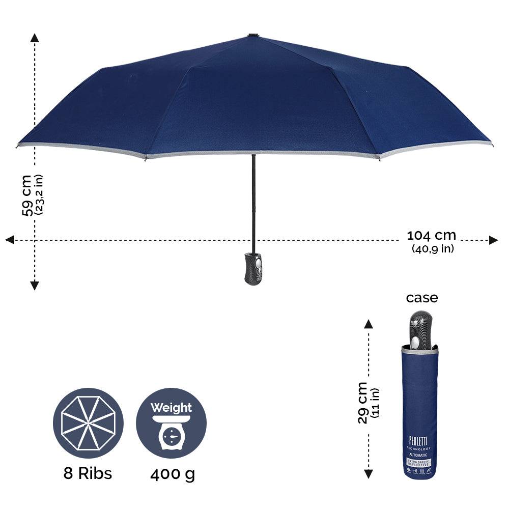 Perletti Ombrello Blu Bordo Catarifrangente Automatico Vendite Flash