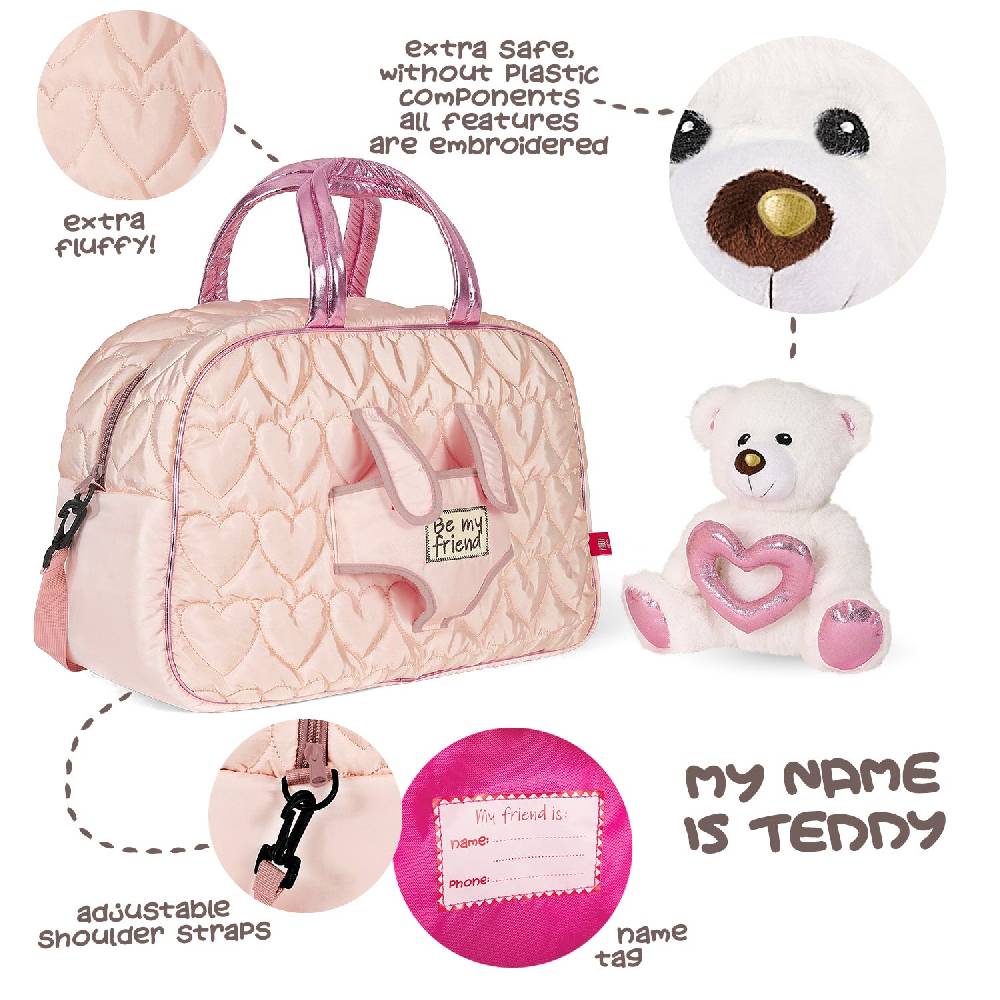 Perletti Borsa Sport Rosa con Orsetto Polare In Linea