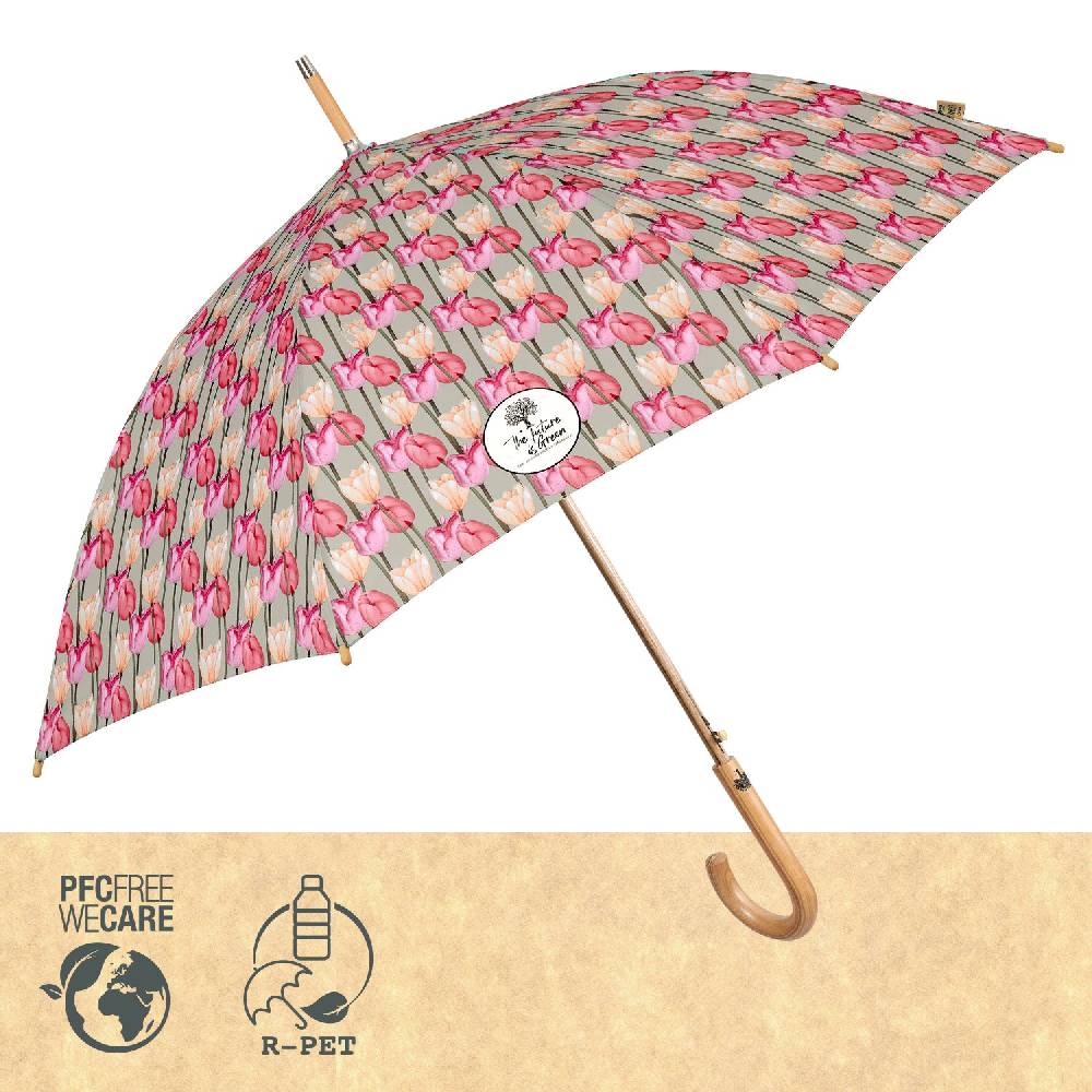 Perletti Ombrello Green Lungo Tulipani Rosa Negozi Online