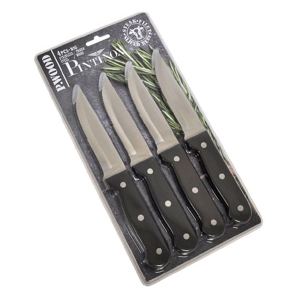 Pintinox P WOOD » 4 Coltelli da carne dimensione big Qualità
