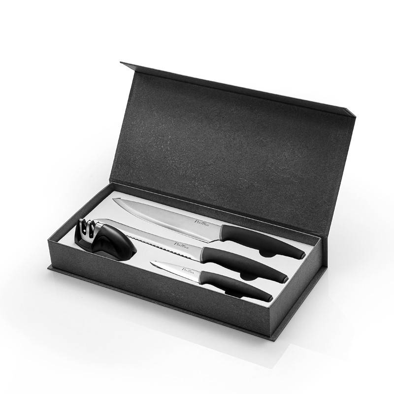 Pintinox Virtuoso Knife Set » set coltelli 4 pezzi coltello pane coltello da chef spelucchino affilacoltelli Nuovo