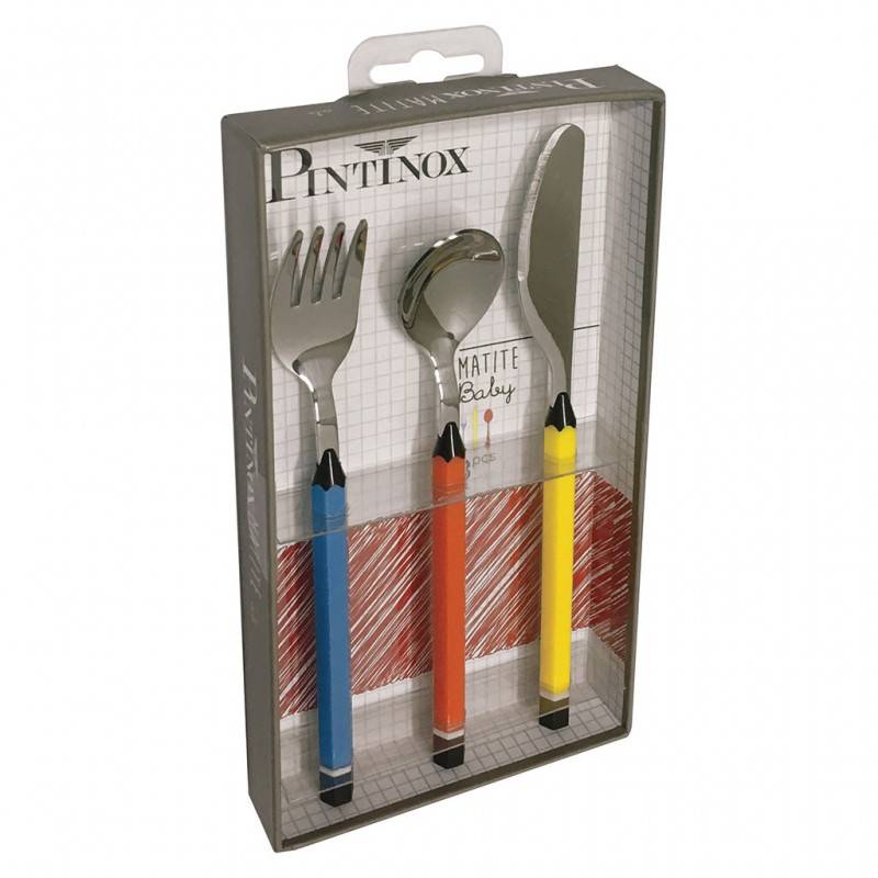 Pintinox Matite Baby » Set posate da bambino in acciaio e ABS (3 pezzi) Offerte