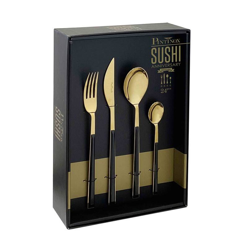 Pintinox Sushi Anniversary Gold&Black » set 24 posate da tavola in acciaio Qualità