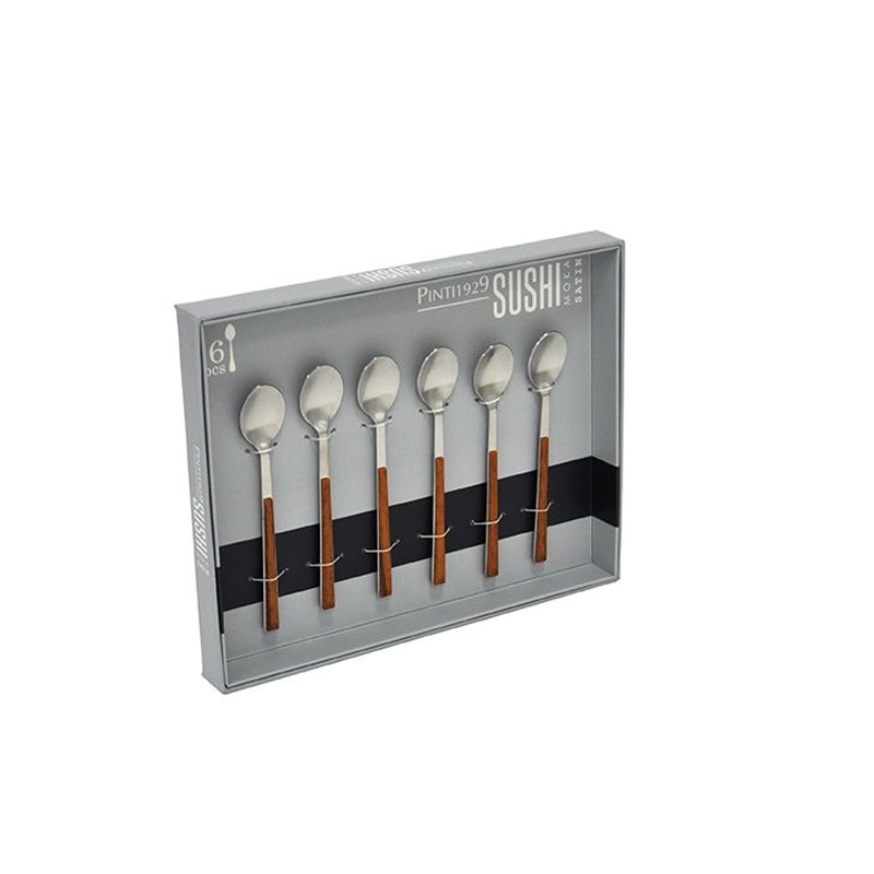 Pintinox Sushi Moka » Cucchiaini con manico teak Soddisfazione Garantita