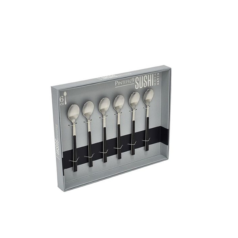 Pintinox Sushi Moka » Cucchiaini satinato con manico ebano Qualità Garantita