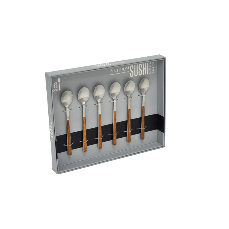 Pintinox Sushi Moka » Cucchiaini satinato con manico mogano Negozi Online