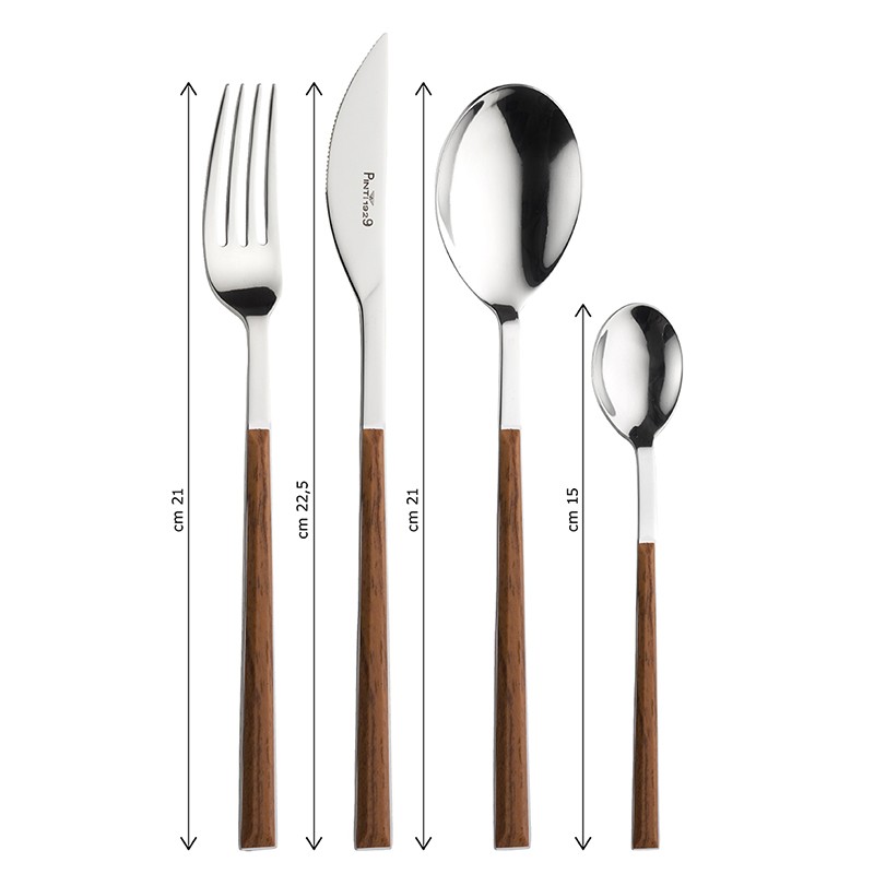 Pintinox Sushi Queen » set 24 posate da tavola in acciaio lucido con manico mogano Prezzo Ridotto