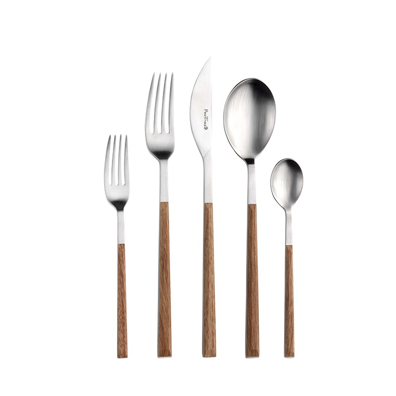 Pintinox Sushi Satin » Posate da tavola in acciaio satinato con manico teak Sconto