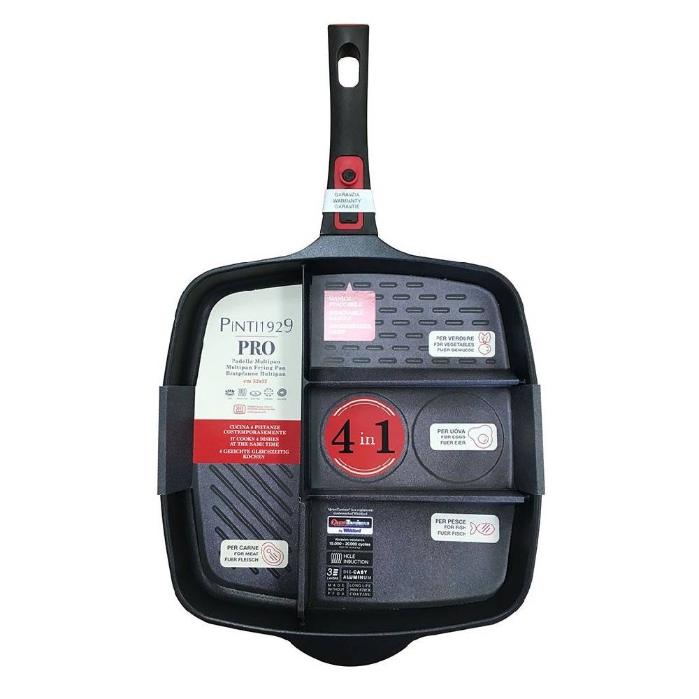 Pintinox PRO » Multipan con manico staccabile 32x32 cm in alluminio con rivestimento interno antiaderente Moda