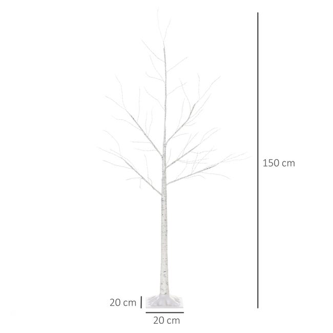 Leroymerlin Outsunny Albero di Natale con Luci LED Base Quadrata e Cavo di Alimentazione per Interni ed Esterni in Acciaio e PP 20x20x150 Bianco Presa
