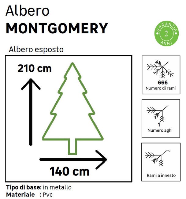 Leroymerlin Albero di Natale artificiale Montgomery verde H 210 cm x Ø 140 cm Offerta
