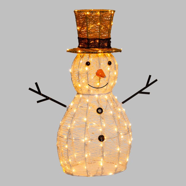 Leroymerlin Pupazzo di neve decorativo 3D 160 lampadine bianco caldo H 70 cm In Vendita