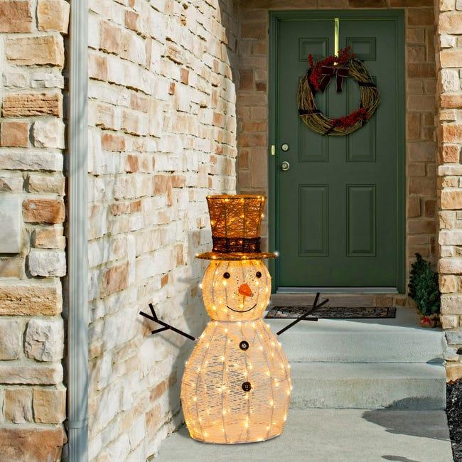Leroymerlin Pupazzo di neve decorativo 3D 160 lampadine bianco caldo H 70 cm In Vendita