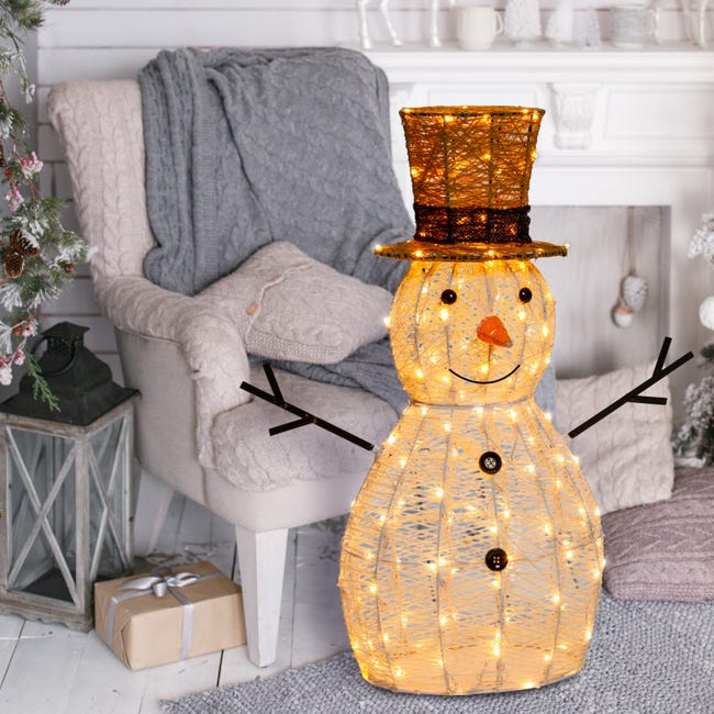 Leroymerlin Pupazzo di neve decorativo 3D 160 lampadine bianco caldo H 70 cm In Vendita