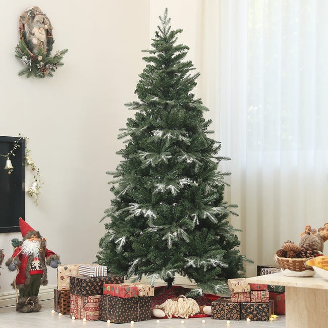 Leroymerlin HOMCOM Albero di Natale Innevato con 850 Rami e Design a Sezioni in Plastica e Acciaio Ø110x180 cm Verde Negozio