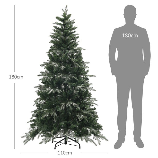 Leroymerlin HOMCOM Albero di Natale Innevato con 850 Rami e Design a Sezioni in Plastica e Acciaio Ø110x180 cm Verde Negozio