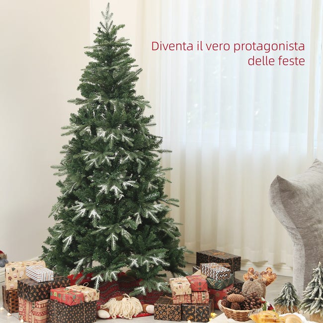 Leroymerlin HOMCOM Albero di Natale Innevato con 850 Rami e Design a Sezioni in Plastica e Acciaio Ø110x180 cm Verde Negozio