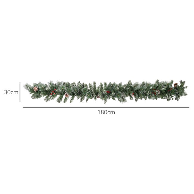 Leroymerlin HOMCOM Ghirlanda Natalizia con 50 Luci LED Bianche e Decorazioni in Plastica e Metallo 180x30x30 cm Verde Italy