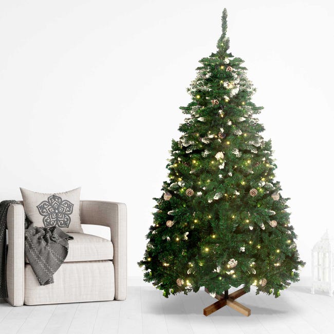 Leroymerlin Comet - Albero di Natale con luci LED e pigne ø110 x 210H 1200 rami e 60 pigne Offerta
