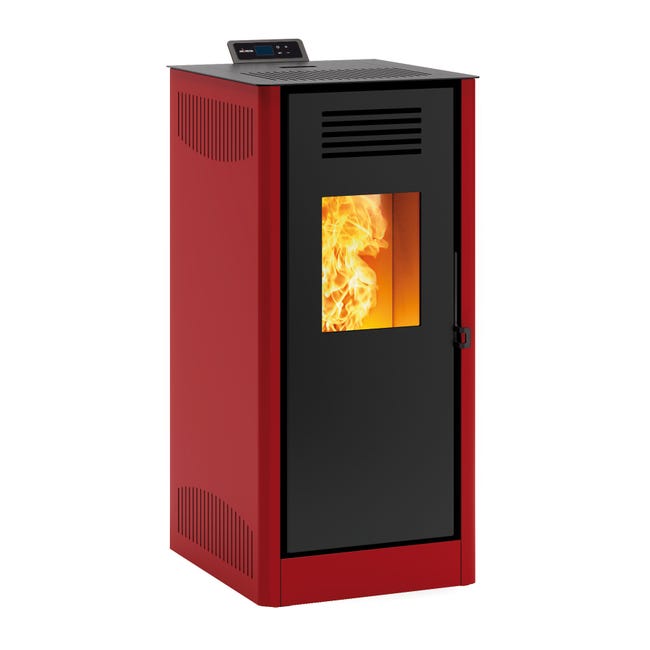 Leroymerlin Stufa a pellet ventilata Mirano wi-fi 8 kW rosso mattone Liquidazione