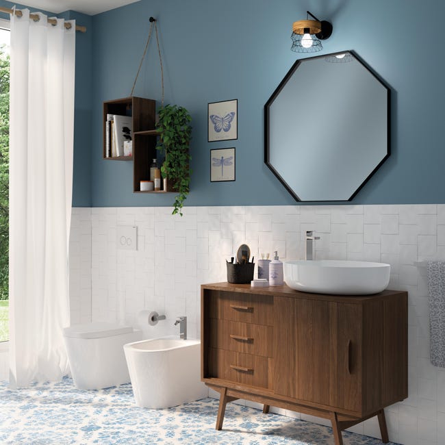 Leroymerlin Coppia sanitari filomuro scarico a parete SENSEA compacta bianco WC: P 55 x L 36 x H 39.5 cm bidet: P 55 x L 37 x H 40 cm Vendita Economica