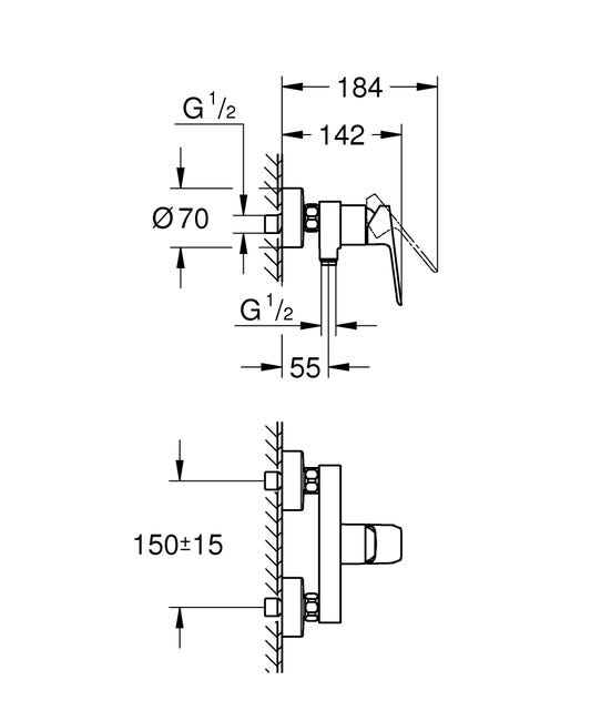 Leroymerlin Rubinetto per doccia miscelatore monocomando Clova Pulse cromo lucido GROHE Italia