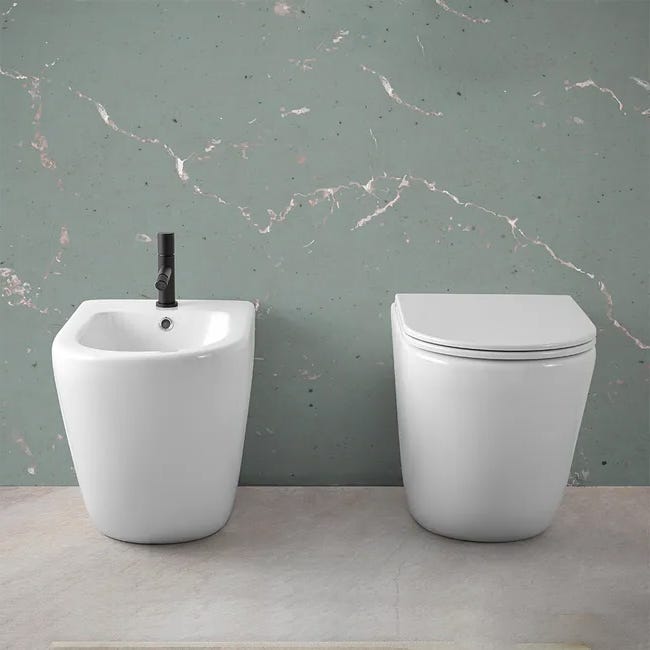 Leroymerlin Coppia sanitari filomuro scarico a parete Vogue bianco WC: P 51 x L 37 x H 41 cm bidet: P 51 x L 37 x H 41 cm Fino Al -60%