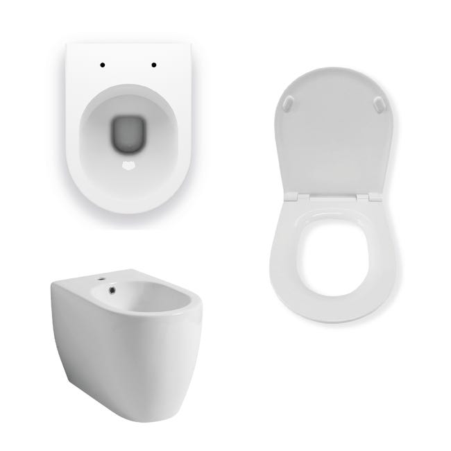 Leroymerlin Coppia sanitari filomuro scarico a parete Vogue bianco WC: P 51 x L 37 x H 41 cm bidet: P 51 x L 37 x H 41 cm Fino Al -60%