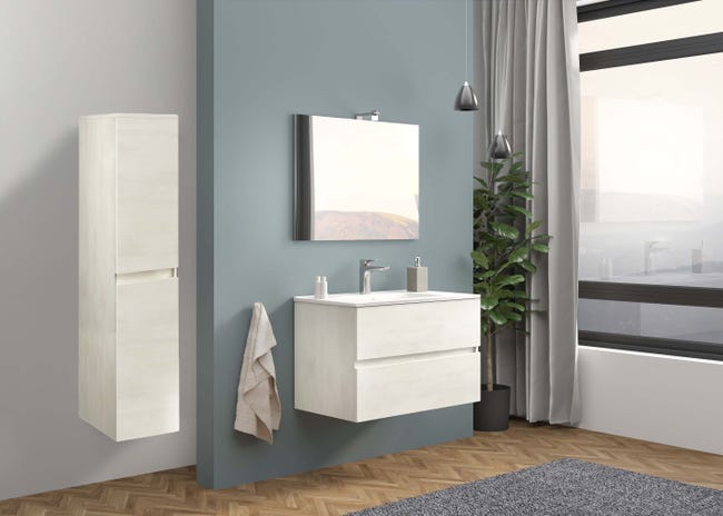 Leroymerlin Colonna per mobile bagno Simple 2 ante P 33.5 x L 31.5 x H 138 cm rovere bianco Sconto