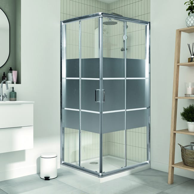 Leroymerlin Box doccia con ingresso angolare scorrevole Holay rettangolare L 90 x L 70 x H 190 cm in vetro sp. 8 mm serigrafato cromo Offerta