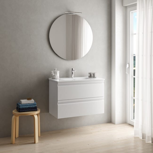 Leroymerlin Mobile sottolavabo e lavabo Pull bianco opaco in mdf L 80 x H 56 x P 46 cm 2 cassetti Vendita Economica