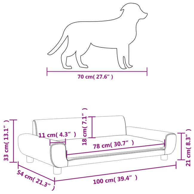 Leroymerlin vidaXL Lettino per Cani Grigio Scuro 100x54x33 cm in Velluto Moda