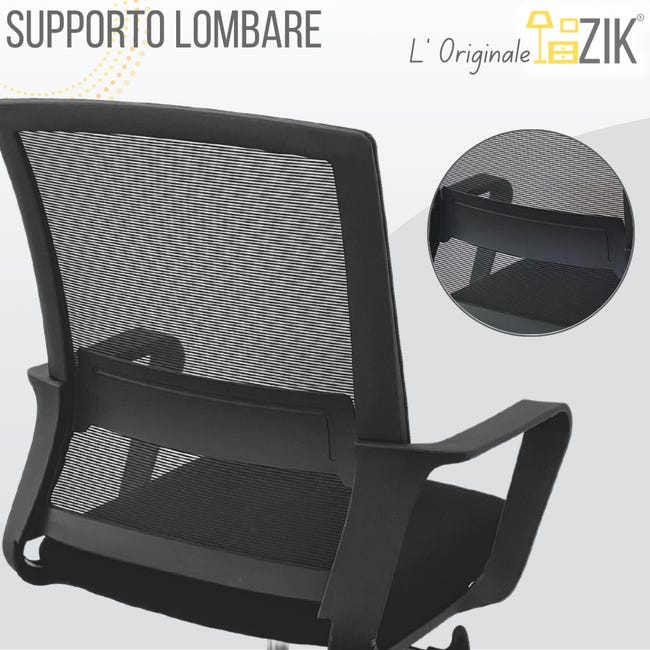 Leroymerlin Sedia Ufficio Ergonomica Supporto Lombare Regolabile e Traspirante - Nero Negozi Online
