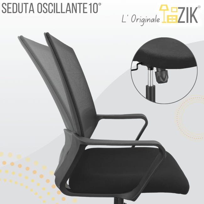Leroymerlin Sedia Ufficio Ergonomica Supporto Lombare Regolabile e Traspirante - Nero Negozi Online