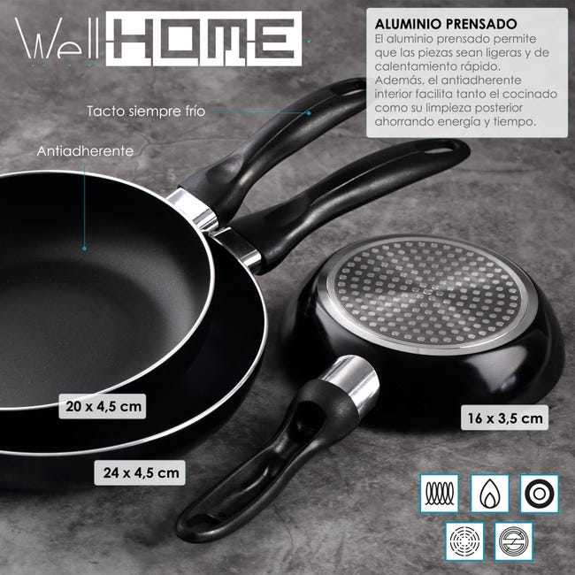 Leroymerlin Pentole in acciaio inox 5pz con Set 3 padelle Ø16 20 24 in alluminio pressofuso Acquista Ora