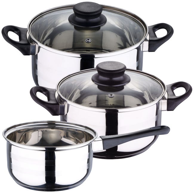 Leroymerlin Pentole in acciaio inox 5pz con Set 3 padelle Ø16 20 24 in alluminio pressofuso Acquista Ora