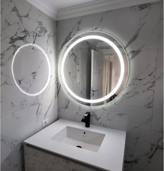 Leroymerlin STYLE GLASS Specchio Bagno Tondo VENERE Diamentro 60 cm Made in Italy Specchio Parete Retroilluminato a Led Prezzo basso