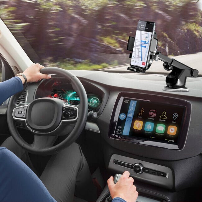 Leroymerlin Porta Cellulare Auto Ventosa Cruscotto Universale – Supporto Smartphone Macchina - Nero Presa