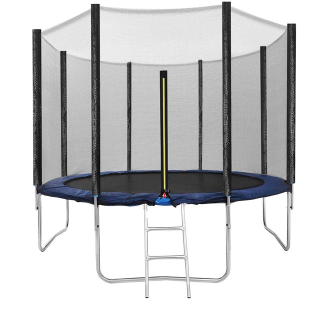 Leroymerlin Balzo Trampolino Tappeto diametro 305 Elastico con Rete di Sicurezza 8 Pali Imbottiti Scaletta e Rivestimento sui Bordi Ideale per Giardino