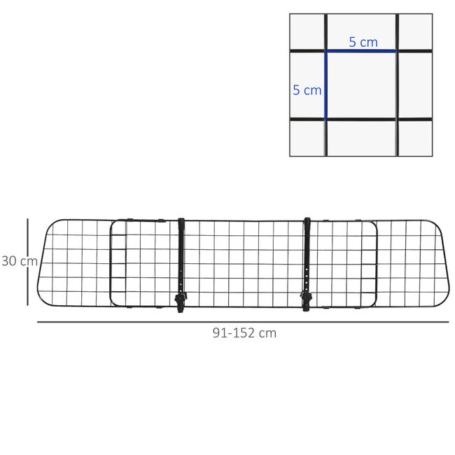Leroymerlin PawHut Barriera Divisore per Cani Universale per Poggiatesta Macchina Facile da Installare Regolabile 91-152cm Offerte