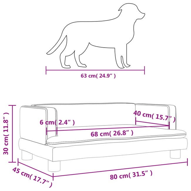 Leroymerlin vidaXL Lettino per Cani Grigio Scuro 80x45x30 cm in Velluto Moda