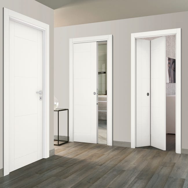 Leroymerlin Porta tamburata scorrevole Mood bianco L 80 x H 210 cm reversibile Spedizione Gratuita