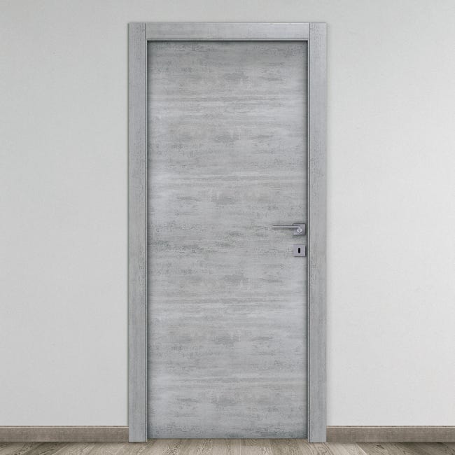 Leroymerlin Porta battente Beton grigio L 80 x H 210 cm reversibile Negozi Online