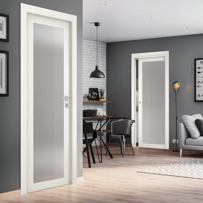 Leroymerlin Porta tamburata battente Glass vetrata bianco L 80 x H 210 cm sinistra Fino Al -60%