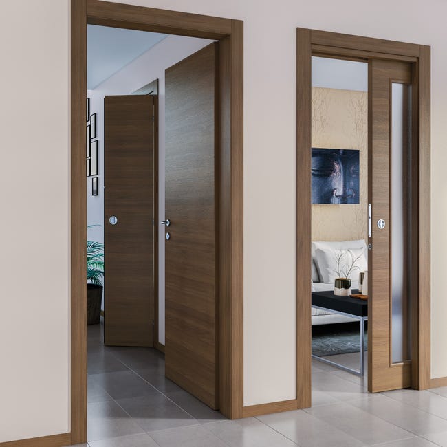 Leroymerlin Porta tamburata scorrevole Stenophylla marrone L 70 x H 210 cm reversibile Sottocosto