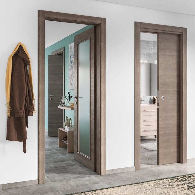Leroymerlin Porta tamburata scorrevole Stylish grigio L 80 x H 210 cm reversibile Outlet