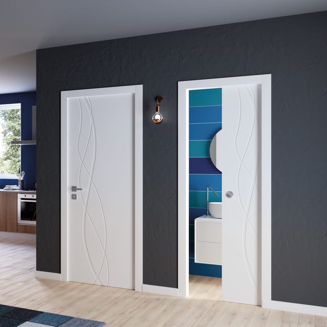 Leroymerlin Porta tamburata scorrevole Dna bianco L 70 x H 210 cm reversibile Vendita Calda